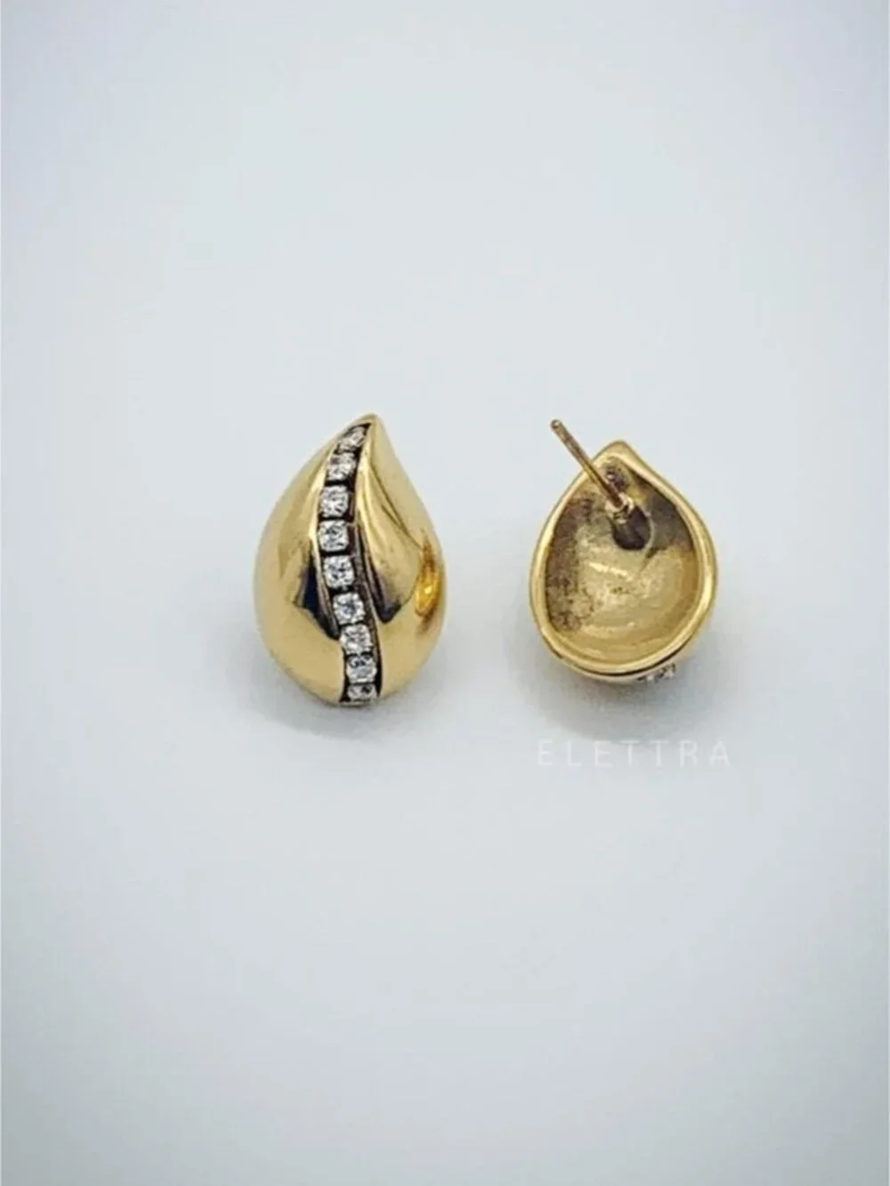 Gold Zircon Teardrop Earrings - PVD Real Gold Plated